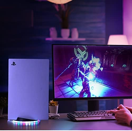 Наргос PS5 База LED Светло-PS5 Додатоци RGB Вертикална Стојат Светлина со 7 Бои За Playstation 5 Дигитални &засилувач; Диск Издание Конзола