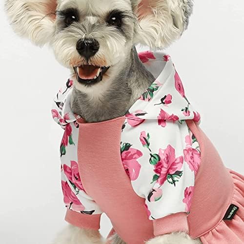 Fitwarm Мајки ден цветна кучиња облека кучиња худи фустани дише здолниште Девојче кученце облеки кутре облеки мачка маичка облека розова x-мала