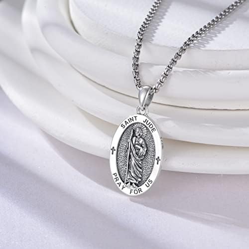 Mistbee Saint Jude/Longinus ѓердан 925 Стерлинг сребрен амалт медал приврзок накит Денот на благодарноста подароци за мажи жени