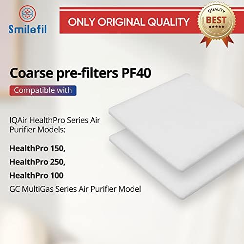 S Smilefil Smilfil PF40 замена пред-филтерски влошки компатибилни со IQair PF40 груб прашина пред-филтрација прочистувач на воздухот, 2 пакувања