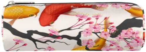 Розов цреша цвет цвет молив кутија пенкало торбичка држач за торбичка, јапонски риба риба патент молив торба преносен козметички организатор