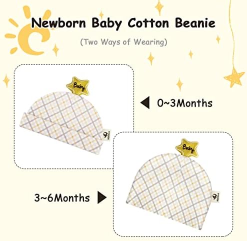 Бебан новородени капи и белезници поставени 0-6 месеци, капа за новороденчиња за бебиња девојчиња меки памучни болнички капи 2 пакувања