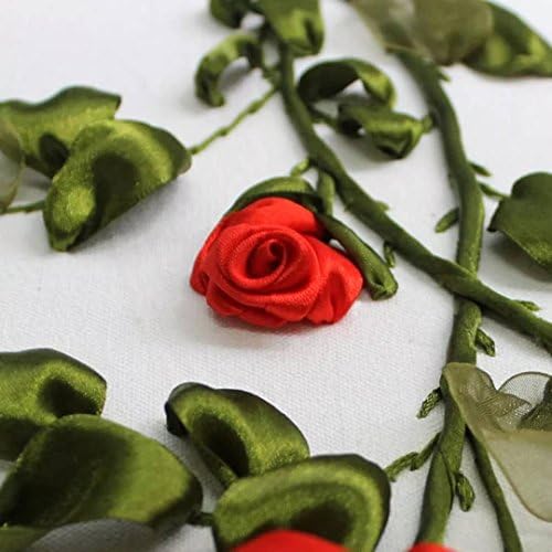 Комплет за везење со лента за почетник цвет дизајн DIY домашен wallиден декор засекогаш loveубовно-црвени рози
