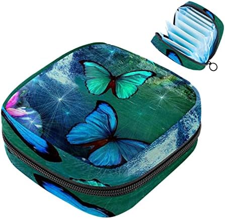 Санитарна торба за складирање на салфетка, торбичка за подлога, торбичка за подлога, мала торба за шминка, сина шема на пејзаж