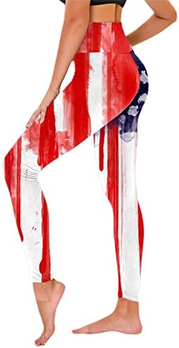 4 -ти јули високи хеланки за половини за жени со американско знаме за јога тренинзи за тренингот Ултра мека четкана атлетска теретана