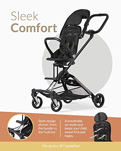 Unilove во движење 2-во-1 лесен и шетач на рамки со реверзибилно седиште за дете, меурче црно