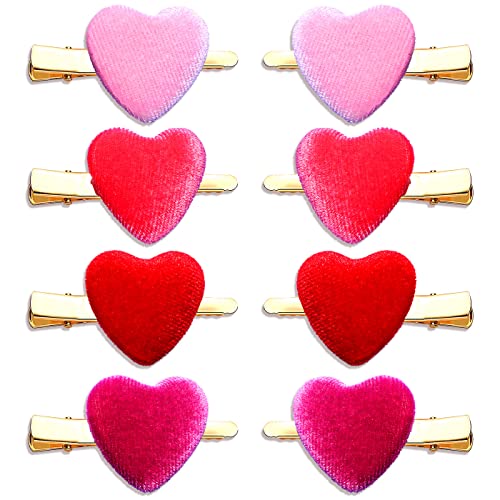 CEALXHENY 8PCS Срце Коса Клипови За Жени Девојки Црвено Срце Шноли На Вљубените Подароци