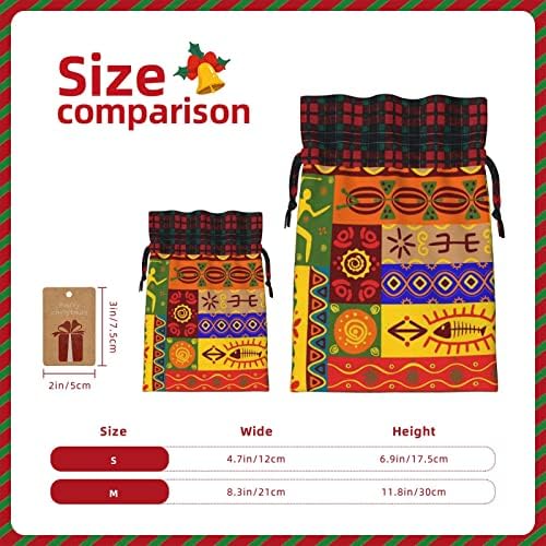 Божиќни Торби За Подароци Со жици за Влечење, Африкански Национални Обрасци - Мали Кеси За Бонбони За Божиќно Лекување За Празнично Завиткување