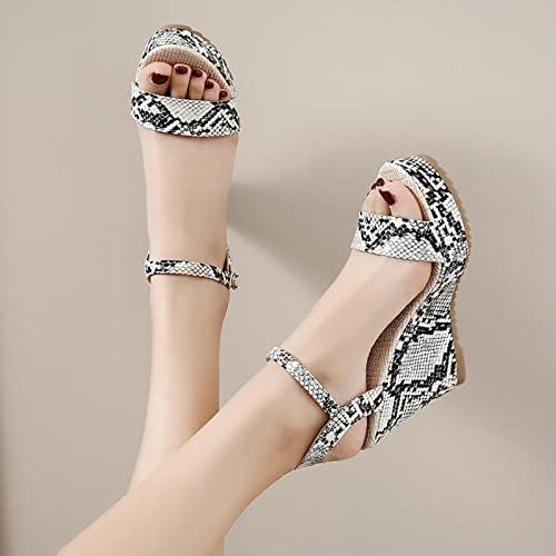 Клин -сандали за жени летни риби чевли за уста, облекуваат платформа за цветни печатење високи потпетици луксузен елегантна сандала