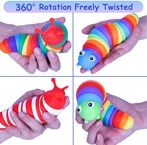 Aizixin Fidget Slug Toy 1 компјутери, сензорна играчка за мали деца, деца, возрасни, 3Д симпатична артикулирана играчка за аутизам може да се извртува