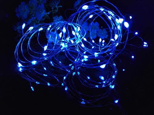 ViewPick 10ft 30 LEDOS Blue Fairy Lights сребрена жица жица светла аа батерија со напојување LED жица starвездена светлина за надворешни декоративни