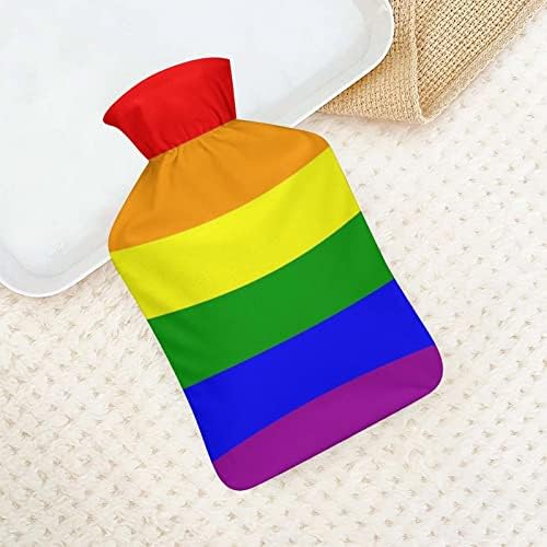 ЛГБТ гордост знамето со топла вода шише гума кревет потопло, симпатична топла торба со покривка за период на олеснување на болката, грчеви
