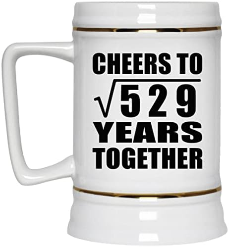 Дизајнирајте 23-годишнина На Здравје До Квадратен Корен од 529 Години Заедно, 22оз Пиво Штајн Керамички Танкард Кригла Со Рачка За Замрзнувач,