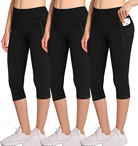 МИР Девојки Капри Хеланки со 2 Џебови - Детски Танц Тренингот Атлетски Јога Трчање Панталони