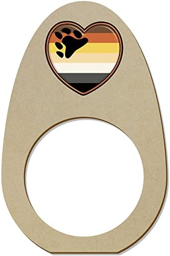 Azeeda 5 x 'мечка гордост знамето срце' дрвени салфетки прстени/држачи