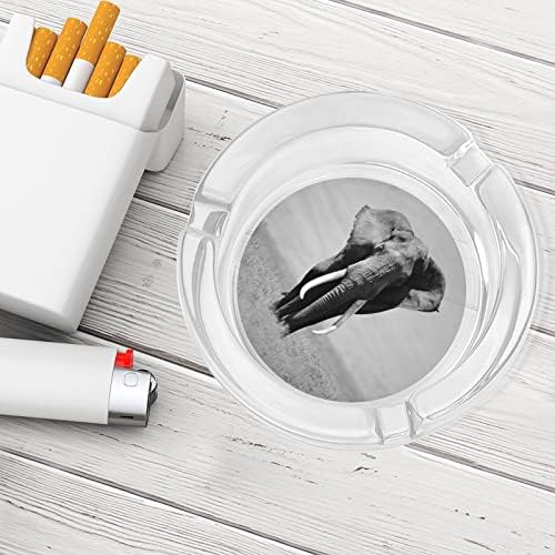 Црно -бело стакло од слон стакло од пепел за цигари ветроупорен ѓубре може да печати фенси фиоки за пепел за домашна канцеларија