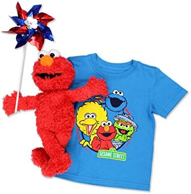 Маица за кратки ракави на момчињата Sesame Street за новороденче и дете-сино или црвено