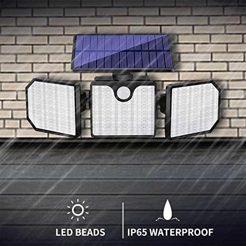 Светло на сензорот за соларно движење KE1CLO, 3-глави со преклопни соларни напојувани светла за поплави, IP65 водоотпорни, 230 LED