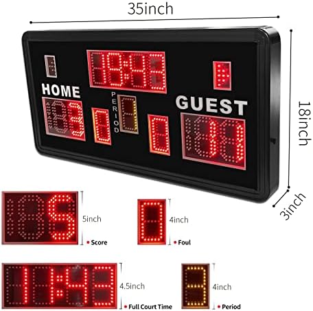 Електронска голема кошаркарска табла за YZ 35 “X18” X3, шут часовник 14/24 Второто време, wallид-монтирана професионална дигитална