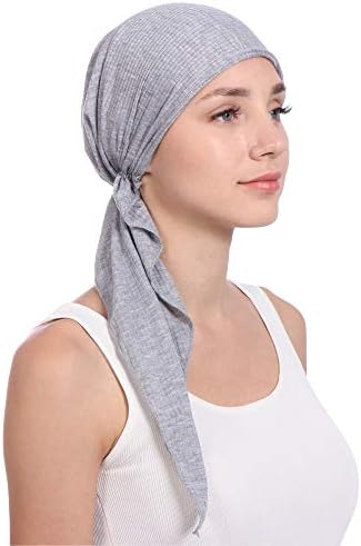 Womenенски памук beanie турбан капа удобна муслиманска истегнување на турбан капа, тенка глава завиткана долга коса слаби хемо -бени капа