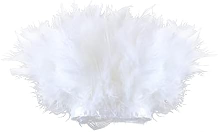 Fearafts Flucky Turkey Feather Fringe Trim за занаетчиски фустан што го прави свадба дома декор пакет од 2 јарди