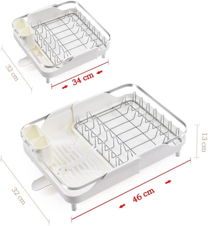 PDGJG бел прилагодлив не'рѓосувачки челик кујнски сад за садови за садови за садови за сушење Организатор за сушење