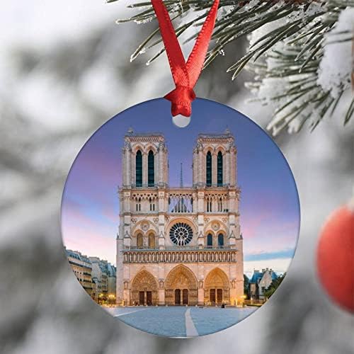 Керамички Божиќен украс Нотр Дам де Париз елка Орнамент Катедрала Париз Франција украс за украси на новогодишни елки