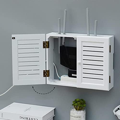 Дрво WiFi рутер кутија за складирање wallид за монтирање рутер полица за управување со кабел