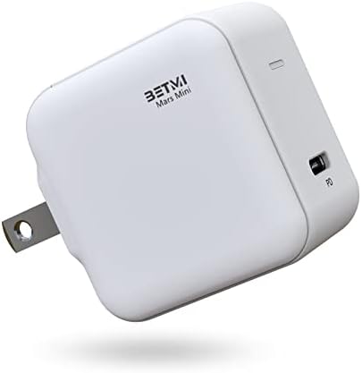 Betmi USB C полнач, полнач од типот C Gan Cool MOS 33W, 1-порта Брз компактен полнач на wallидови со MacBook Air, iPad Pro, Galaxy Phone,