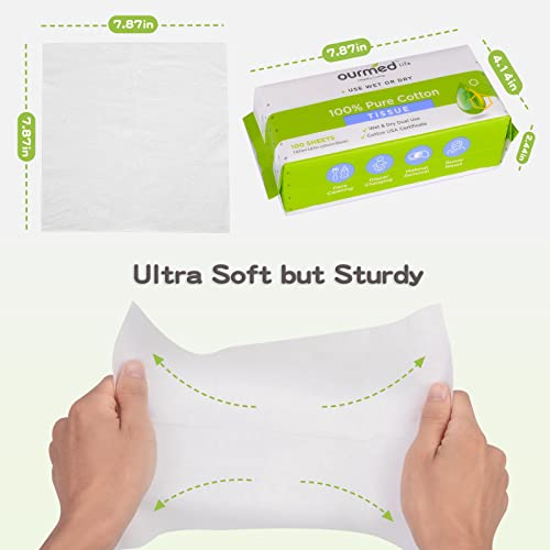 Ултра меки марамчиња за бебиња - Ourmed Life памучни ткива | Несцентрирана лента бесплатно | За еднократна употреба крпа за лице