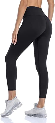 Attraco Faux Faux Leather Leggings за жени леопард печати течен сјај на стомакот Контрола на атлетски тренингот јога панталони