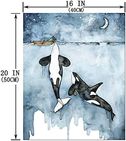 Henarts orca и девојче платно печатат акварел сликарство убиец кит wallид уметност морски постер апстрактен декор уметнички