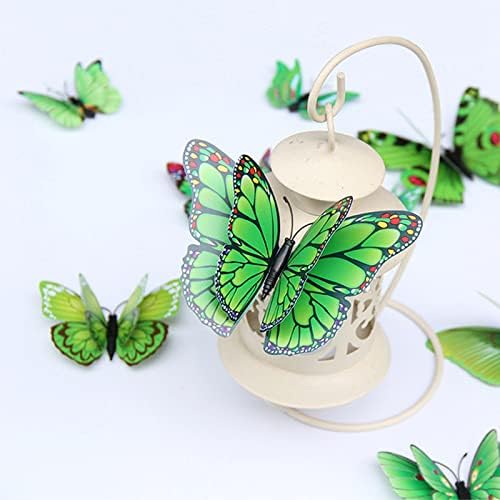 24 парчиња 3Д пеперутки wallидови отстранливи декор за пеперутка за девојчиња налепници Девојки спални и простории за украсување уметност мурал двоен слој зелен слој