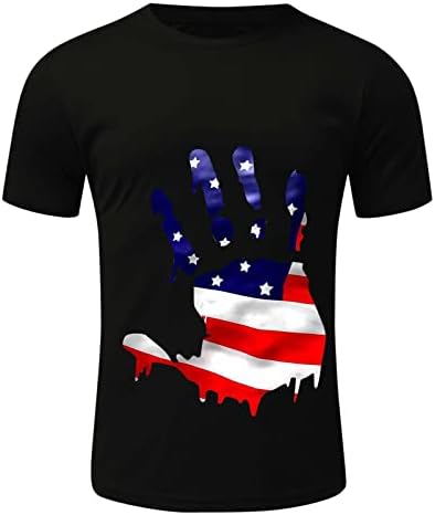Кошули за забави Xiloccer за мажи за компресија маица Машка летна летна обична врата со кратки ракави на кратки ракави Ден на независност