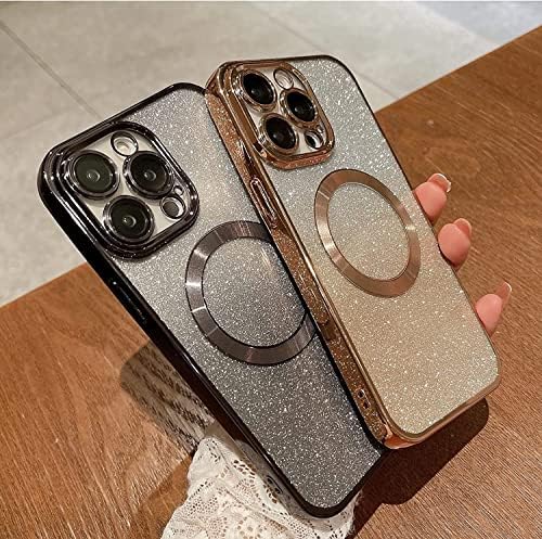 Misscase Компатибилен со Iphone 14 Pro Max Случај MagSafe, Целосна Заштита Сјај Магнетна Кутија Со Заштитник На Објективот На Камерата Елегантен
