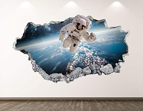 Западна планина астронаут wallидна декорална уметност декор 3Д вселенска налепница Мурал Детска соба Винил обичај подарок BL54