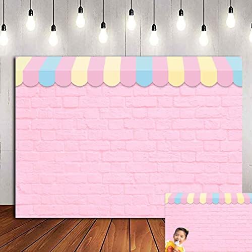 Розова Ѕид Од Тули Сладолед Фотографија Позадина 7х5фт Ткаенина Принцеза Девојче Девојче Роденденска Забава Позадини Десерт Торта Маса