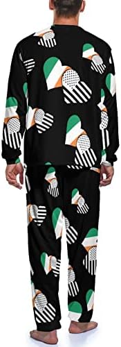 Ирска И Црното Американско Знаме Машка Пижама Комплет Пуловер Со Долги Ракави Облека За Спиење Мек Сет За Дневна Соба Пјс За Домашно Патување