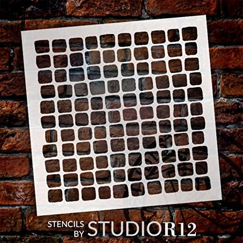 Нацртана квадратна решетка Стенцил од Студиор12 - Изберете Големина - Направено во САД - Сликарство на плочки за подни плочки DIY | Шаблон за еднократно