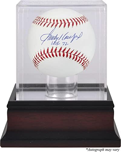 Сенди Куфакс Лос Анџелес Доџерс го автограмираше бејзболот со случајот со натпис „HOF 72“ и махагони - автограмирани бејзбол
