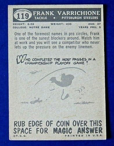 1959 Топс Френк Варичион потпиша фудбалска картичка #61 ~ гаранција - НФЛ автограмирани фудбалски картички