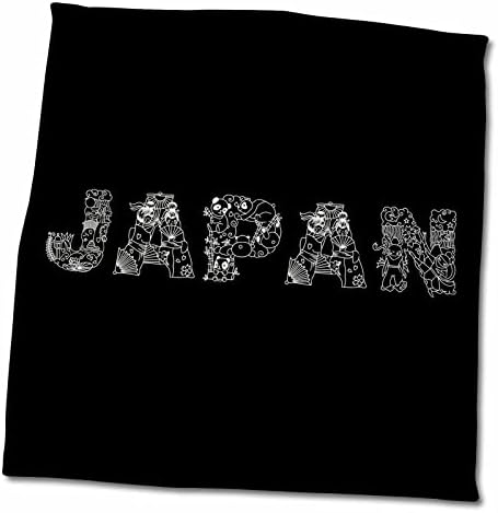3drose Alexis Design - Јапонија - Јапонија Декоративен текст - Бело на црно - крпи