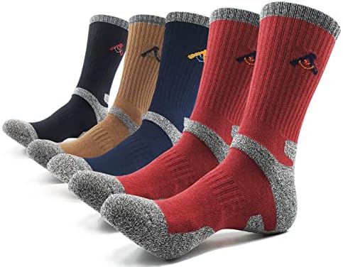 Мир на пешачење чорапи за подигнување чорапи за мажи 5 пара повеќе парови мулти спортски патеки за искачување на кампување со екипаж чорапи…