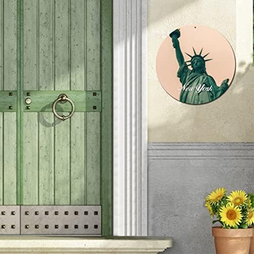 Тркалезен метален калај знак Американски државен Newујорк и градски предели на градски предели градски пејзаж Градски поглед