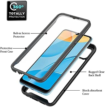 Покријте го телефонскиот случај на целосна заштита, компатибилен со Oppo A15 Hard PC+Soft Silicone TPU 3IN1 ShockProof Заштитна телефонска