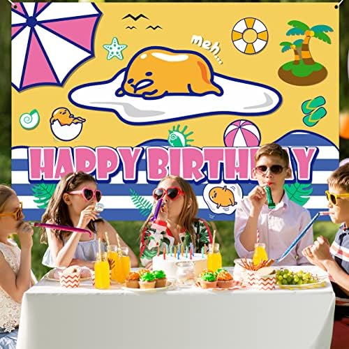 Гудетама роденденски украси мрзливо слатко јајце роденденски банер 5 × 3ft симпатична забава со јајце позадина за деца роденденска