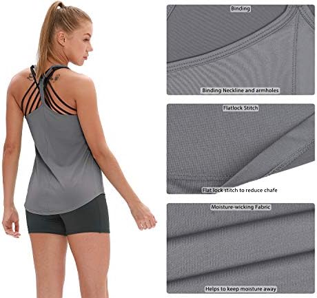 Тенк резервоарот за тренингот на ицизон за жени - Атлетски вежбање на јога врвови отворени кошули за трчање
