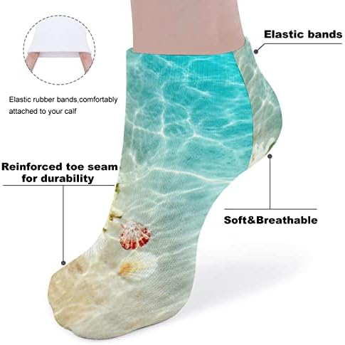 Starfish Coral and Seachell на плажа Смешно трчање чорапи за глуждот атлетски чорапи без шоу, амортизирани за мажи жени
