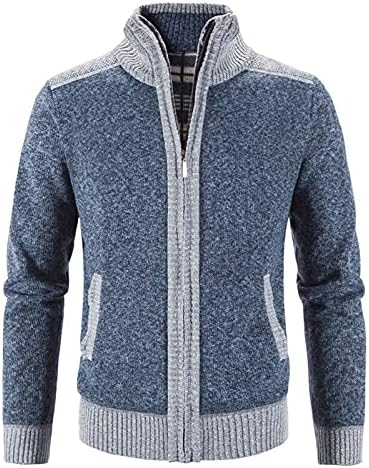 Ubst mens stand јака кардиган џемпери, обична кардиганска јакна тенок целосен патент задебелен плетен кардиган зимска надворешна облека
