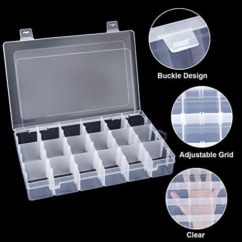 Zoeyes 5 пакет пластични организатор кутија 18 решетки за складирање на накит за складирање на накит, чиста организаторска кутија со